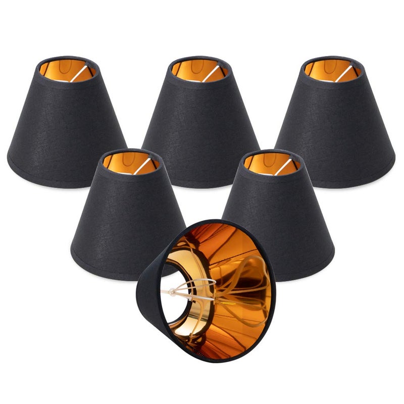 Wellmet Chandelier Lamp Shades, ONLY FOR CANDELABRA BULBS, Clip-on Fitter Lampshade, 3" X 6" X 5", Set of 6 - Image 1